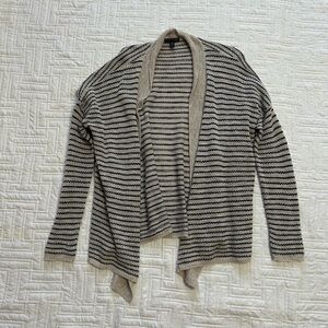 Eileen Fisher Black and Tan Striped Cardigan